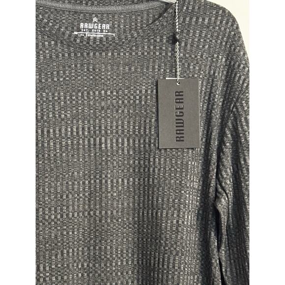 NWT Raw Gear Men's Black Gray Long Sleeve Workout Shirt Sz XL Athletic - Picture 2 of 13